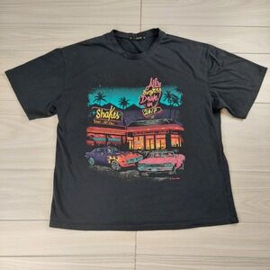 Zaful Graphic T-Shirt Mens One Size Black Al's Burgers Drive-In Retro 80s Car